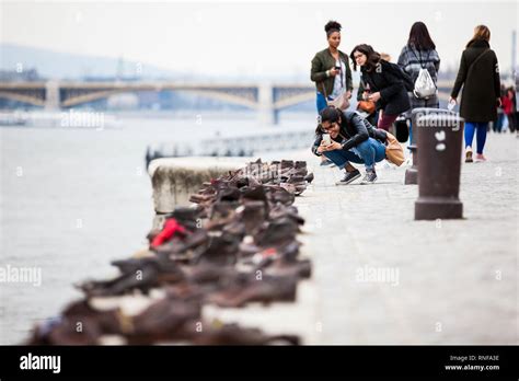 The Shoes on the Danube Bank a memorial in Budapest conceived by film director Can Togay by the ...