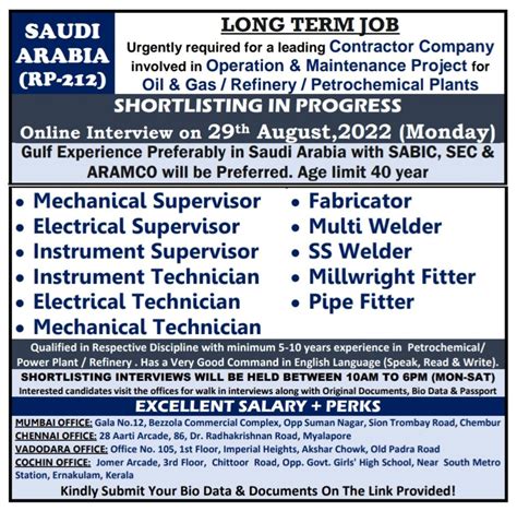 LONG TERM JOB SAUDI ARABIA — Jobs in Saudi Arabia