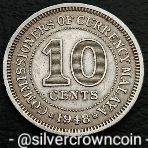 Malaya 10 Cents 1948. KM#8. Dime. Ten Pence coin. Malaysia. King George VI. | eBay