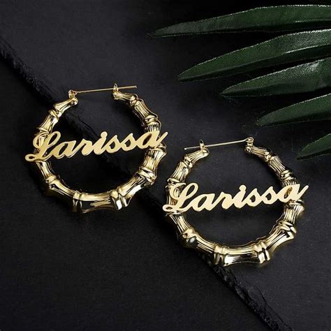 Callie Custom Name Bamboo Hoop Earrings - CALLIE