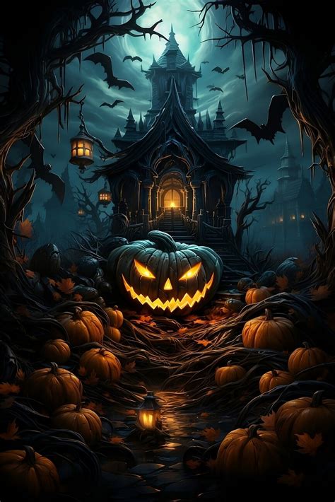 Wall Art Print | Halloween, Haunted House, Scary Pumpkin | Europosters