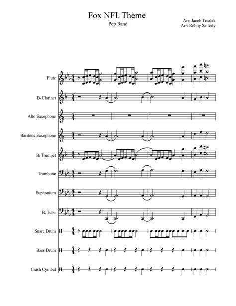 Fox NFL Theme Pep Band Sheet music for Flute, Clarinet, Alto Saxophone, Baritone Saxophone ...