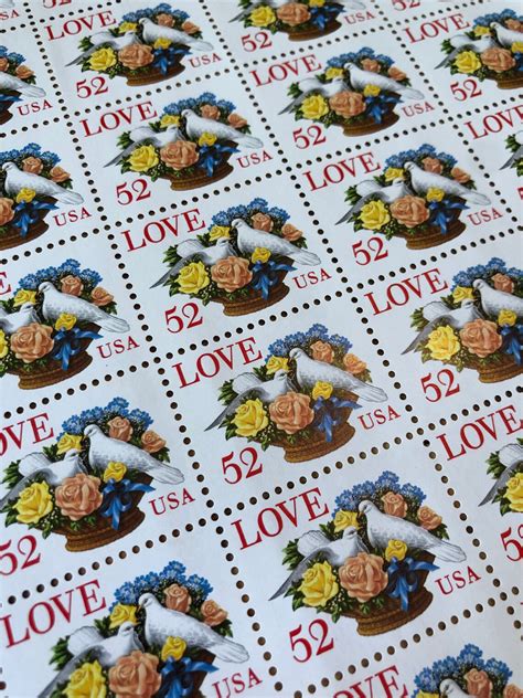 Vintage Love Series: Doves and Roses Unused Postage Stamps - Etsy