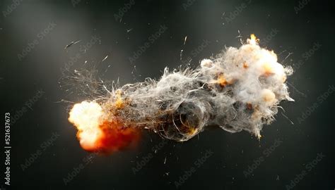 Realistic flashes and explosions during the shot, clouds of pistol shot ...