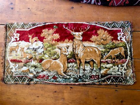 Deer and Stag Tapestry Wall Hanging Plush Kitsch Red Fringe Inches Deer Rug Tapestry - Etsy