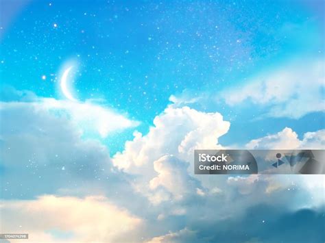 Crescent Moon In Beautiful Clouds Wallpaper Stock Illustration ...