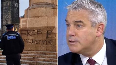 Rochdale Cenotaph ‘Free Palestine’ graffiti is ‘outrageous’, says Steve Barclay