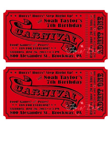 Carnival Ticket Invitation Printable - Etsy