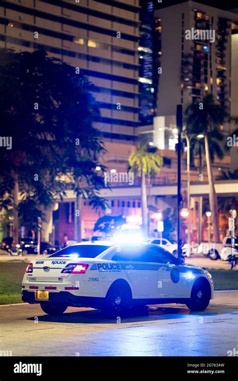 Miami, FL, USA - July 9, 2021: Miami Dade police car on patrol with ...