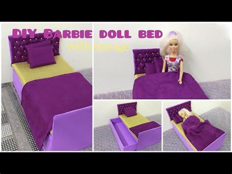 DIY Barbie Doll Bed/How To Make Barbie Bed Out Of Cardboard /Dollhouse Furniture/DIY Doll Bed ...