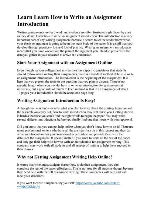 How to Write an Assignment Introduction by victoria - Issuu