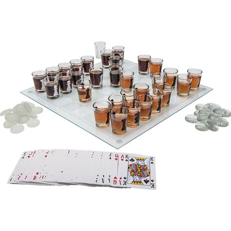 3-in-1 Shot Glass Chess, Checkers and Poker set | Glass chess, Glass ...