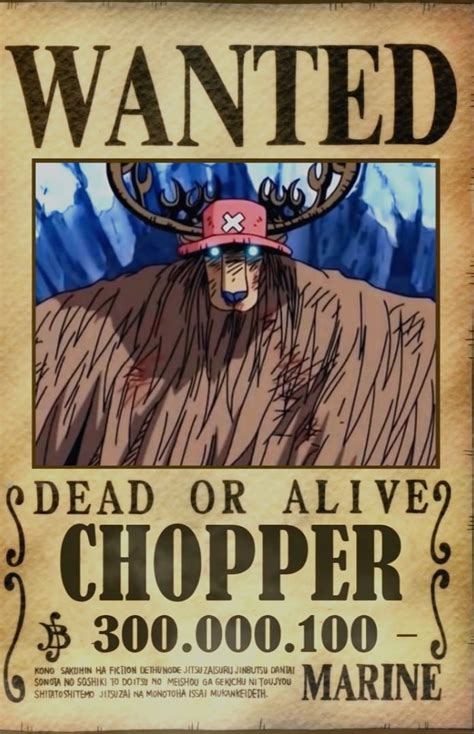 Chopper Bounty After Wano. : r/OnePiece