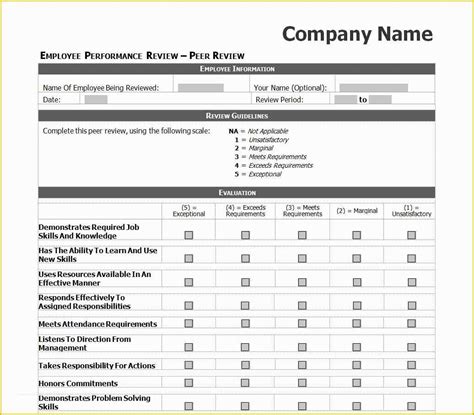 Free Employee Evaluation Template Word Of Employee Evaluation Template Excel Images ...