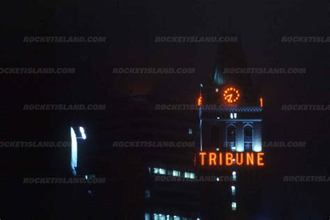 Oakland Tribune Tower at Night - Rocket Island Vintage Stock Images