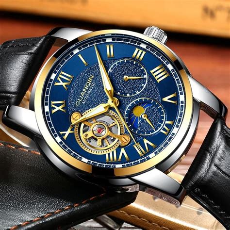 GUANQIN Mens Watches Top Brand Luxury Tourbillon Skeleton Watch Men Sport Leather Waterproof ...