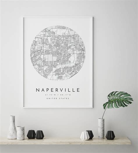 Naperville Map Naperville Illinois City Map Home Town Map - Etsy