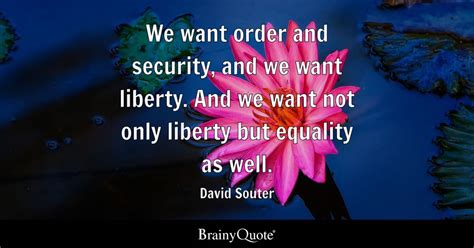 David Souter - We want order and security, and we want...