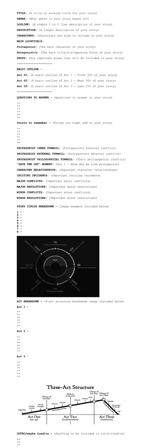 A Template For Creating Stories/Screenplays/Outlines - Designed To Help ...