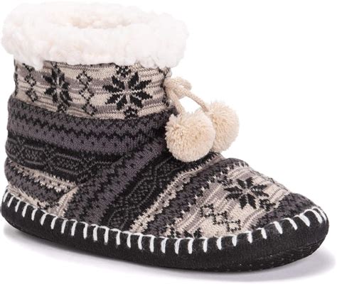 Muk Luks Women's Bootie Slippers, Grey, Medium/Large : Amazon.com.au ...