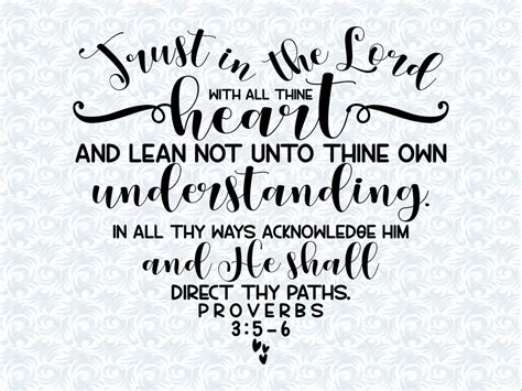 Proverbs 3:5-6 KJV Trust in the Lord Heart Shaped Bible Verse SVG With ...