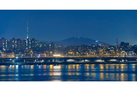 Seoul night view over Han River | Seoul night, Han river, Namsan tower