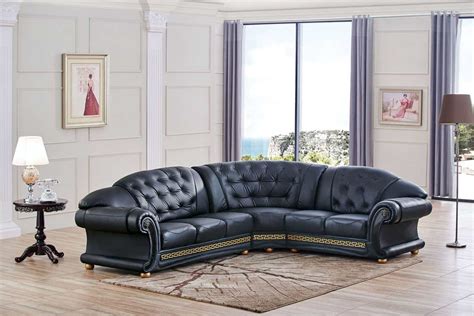 Black Leather Sectional Sofa EF Ares | Leather Sectionals