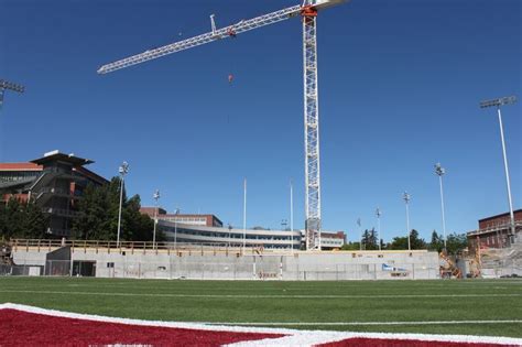 View of the Football Operations Building construction from the 50-yard ...