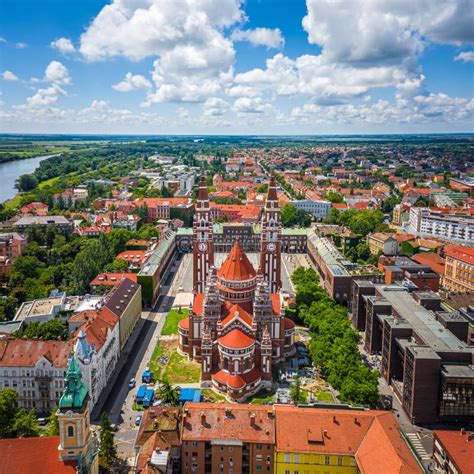 Szeged, Hungary - Aerial View of the Votive Church and Cathedral of Our ...