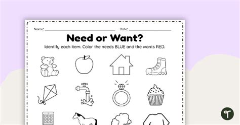 Wants And Needs Worksheet - Worksheets For Kindergarten