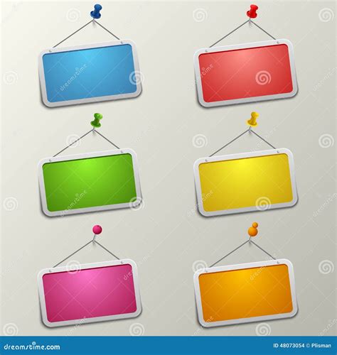 Colorful Blank Labels With Pins Template Stock Vector - Image: 48073054