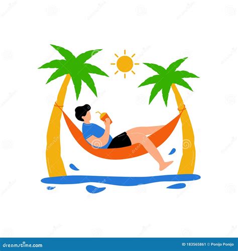 Men Relax on Beach Flat Illustration Stock Vector - Illustration of chair, business: 183565861