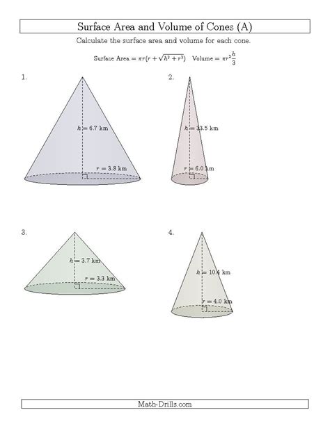 How To Find Surface Area Of A Cone Worksheet