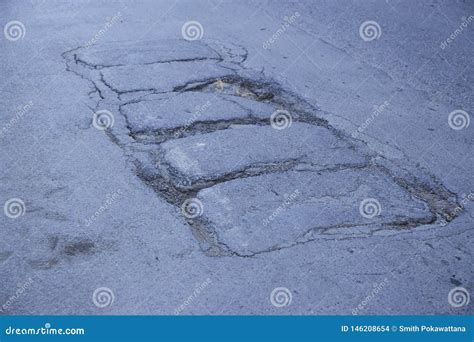 Broken Road, Damaged on the Asphalt Road. Stock Photo - Image of ...