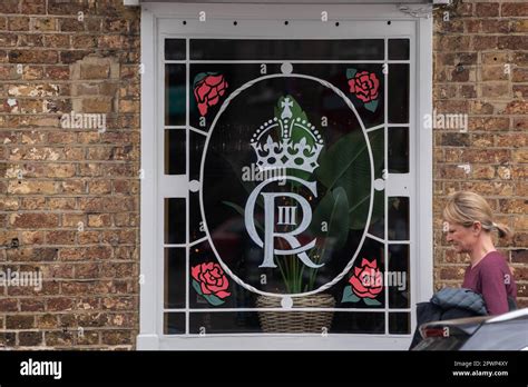 Wimbledon London UK. 1 May 2023. The window of the Rose and Crown pub in Wimbledon is painted ...