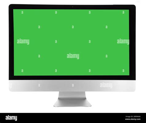 Modern computer with green screen, isolated on white Stock Photo - Alamy