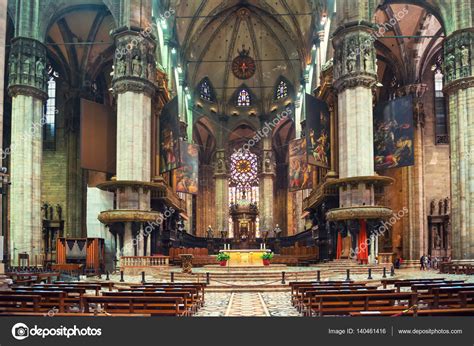 Interior of Milan Duomo Cathedral – Stock Editorial Photo © dovapi ...