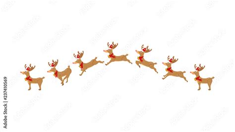 Reindeer, running, jumping, animation, cartoon character moving, cute, Christmas vector isolated ...