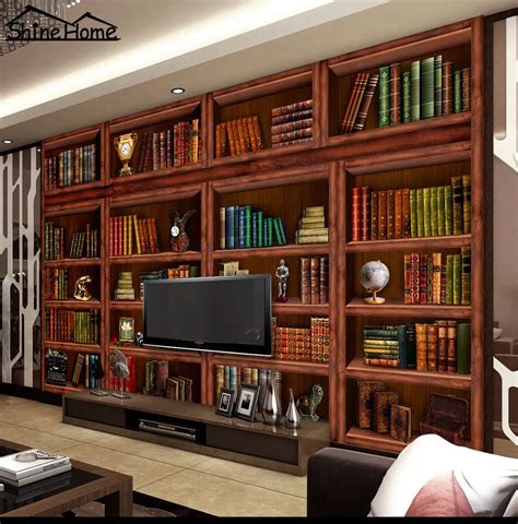 3 Designs Bookcase Shelf 3d Photo Wallpaper for Walls 3d Floring Mural Rolls Livingroom ...