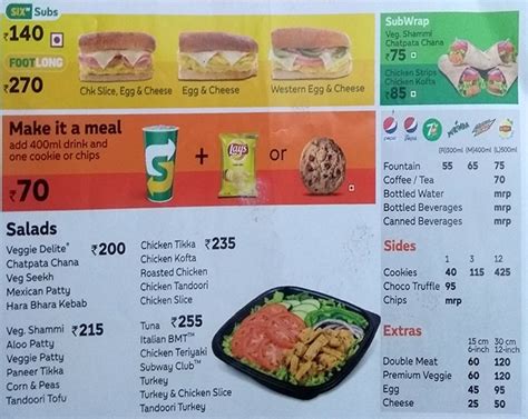 Subway India Menu Prices