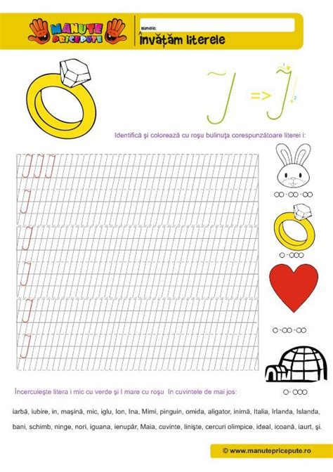 I - 007 - litere mari de mana | Learning the alphabet, Cursive letters, Worksheets for kids