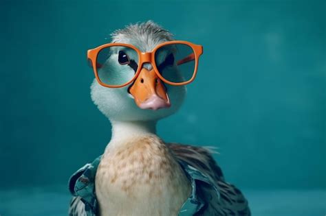 Premium AI Image | Portrait of a funny duck wearing glasses