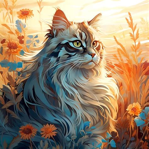 Premium AI Image | Watercolor Cat Face Illustration A Beautiful Natural ...