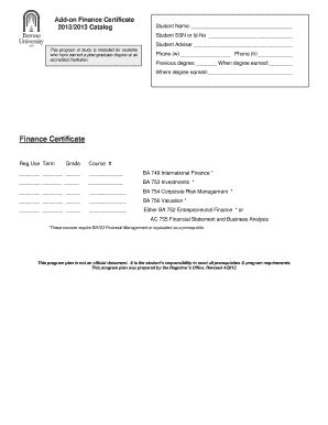 Fillable Online Finance Certificate Fax Email Print - pdfFiller