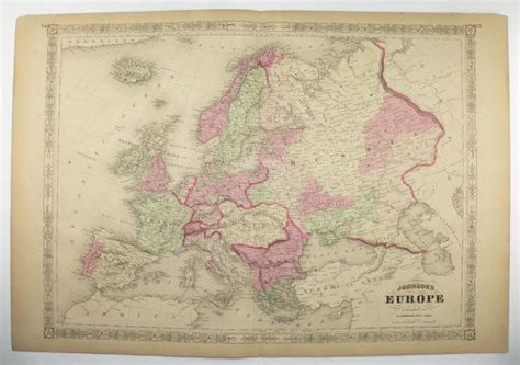 Old World Europe Map 1867 Johnson Map Europe Vintage Decor | Etsy ...