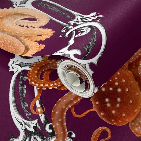 Octopus frames (deep purple background) Wallpaper | Spoonflower