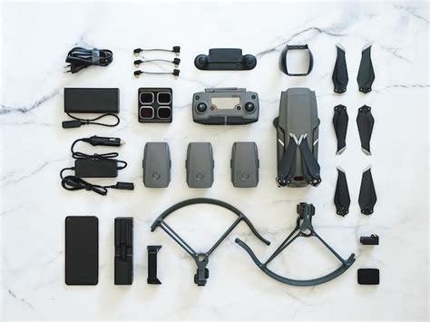 Premium Photo | Folding drone accessories top view or flat lay