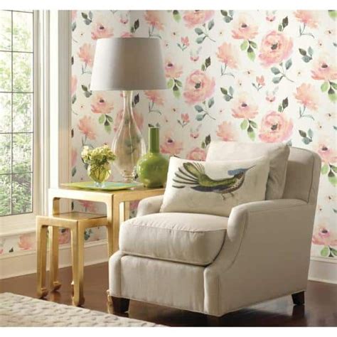 Magnolia Home by Joanna Gaines 45 sq. ft. Watercolor Blooms Premium Peel and Stick Wallpaper ...