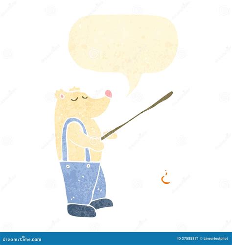 Retro Cartoon Polar Bear with Fishing Rod Stock Vector - Illustration of grunge, talking: 37585871