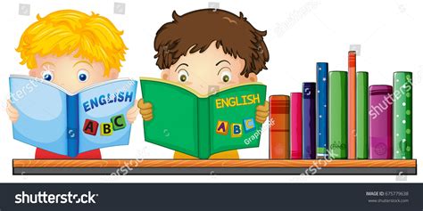 Kids Reading English Book Illustration: เวกเตอร์สต็อก (ปลอดค่าลิขสิทธิ์) 675779638 | Shutterstock